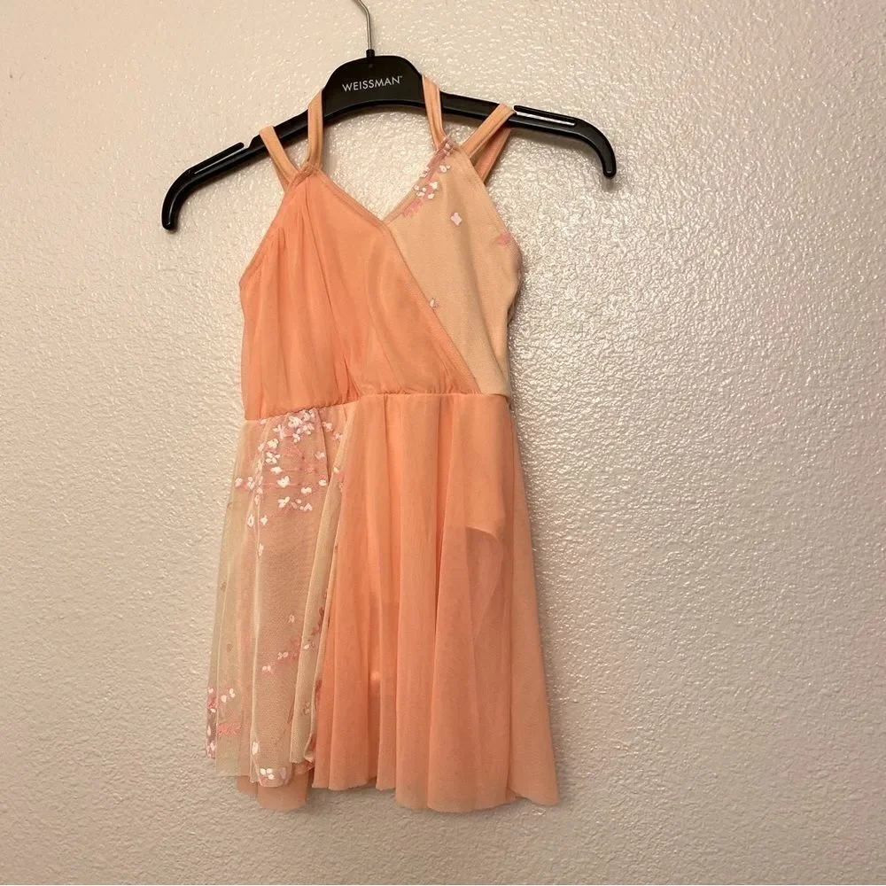 WEISSMAN Dance Costume dress pink peach Bridge Over Troubled Water 11923 SC 6
